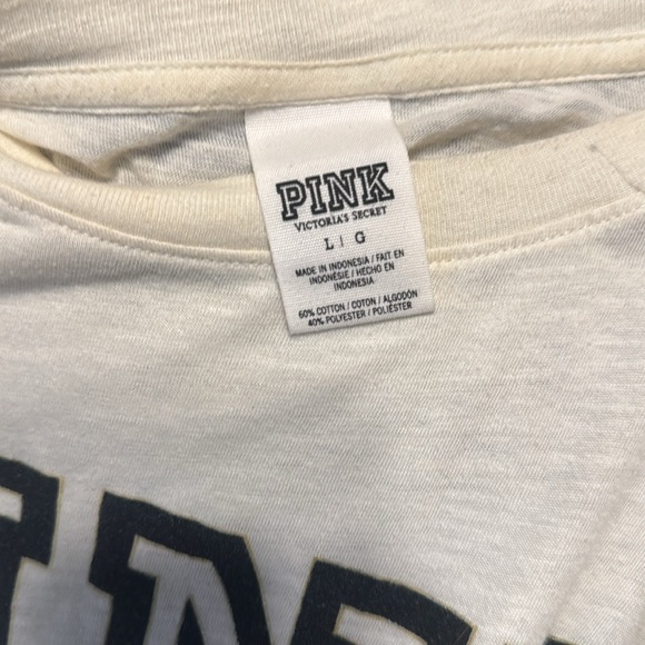 VS PINK ivory, black, leopard, & gold long sleeve lightweight Tee. Oversized. - Picture 3 of 4